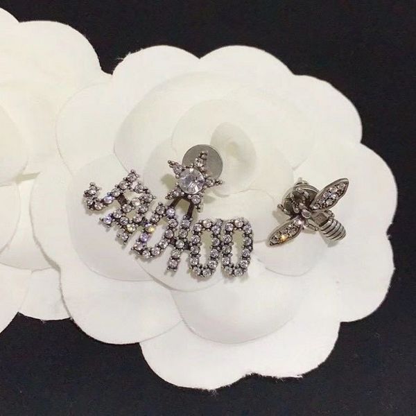 

70% off luxury jewelry home dijia 2021 temperament bee studded high version brass 925 silver needle earrings, Golden;silver