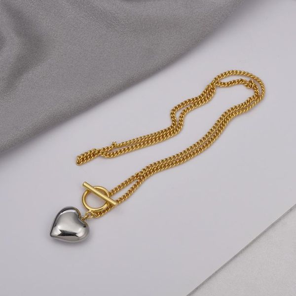

chains timeless wonder glam 2 tone heart ot choker necklace women designer jewelry aesthetics trendy ins egirl rare luxury 4328, Silver