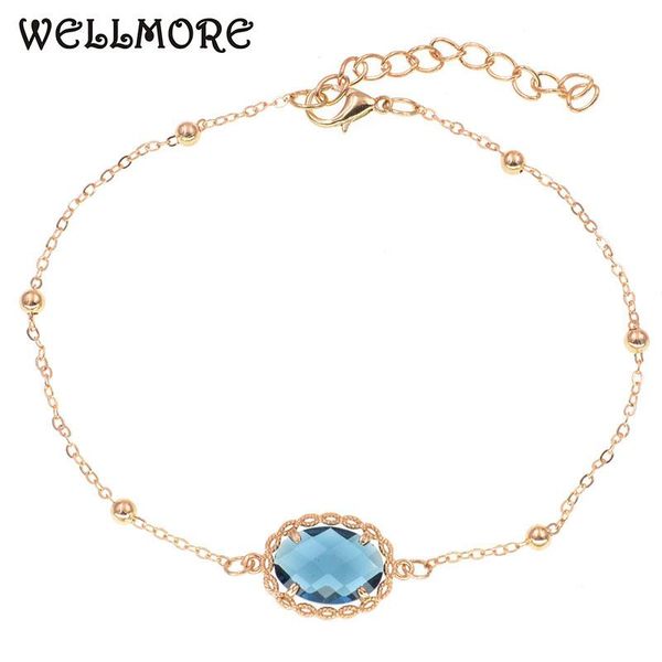 

anklets wellmore trendy glass for women simple chain lobster clasp bracelets fashion foot jewelry drop, Red;blue
