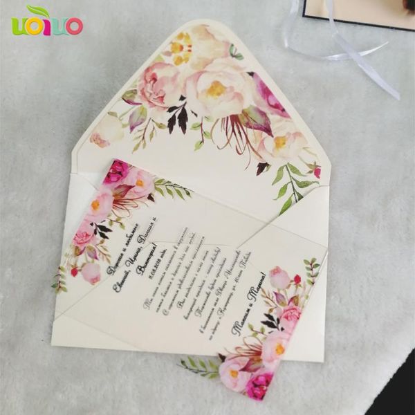 

greeting cards printed clear acrylic card with flower envelope pearl paper