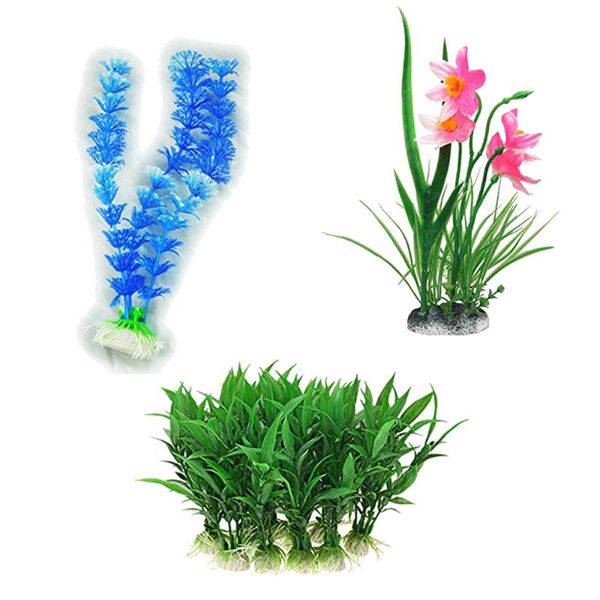 

aquariums fish tank aquarium ornament plants, pack of 5pcs green