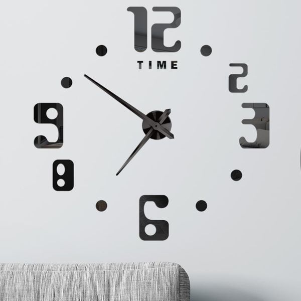 

wall clocks quartz home decor modern design acrylic mirror stickers 3d large clock europe horloge hanging watch gift