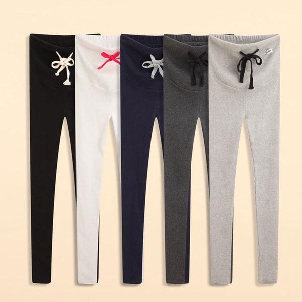 

maternity bottoms autumn winter drawstring high waist leggings for pregnant women doll pregnancy pants clothes, White