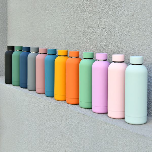 

straight 500ml vacuum insulated sports water cups 304 stainless steel outdoor portable water bottle leak proof flasks thermos cup h32w34f