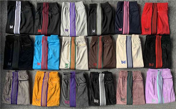 

men's pants fw stripe needles awge sweatpants men women 1:1 jogger butterfly embroidery trousers xc9c, Black