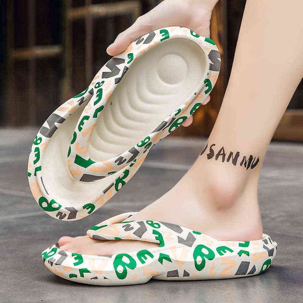 

fashion graffiti platform flip flops couple casual outdoor beach sandals men slippers non-slip leisure flat shoes women chanclas y220307, Black