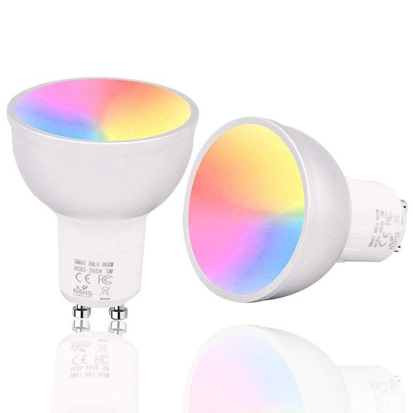 

app control wifi smart led rgb lamp e27 gu10 gu5.3 light supports amazon alexa google home voice control adjustable lights bulb