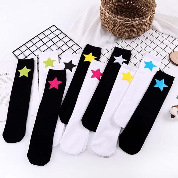 Footies kniehohe lange Socken Mädchen Bo Stern Muster weiche Baumwolle weiß schwarz Strumpf Liebe Herz Kinder Kinder Tube Bein warm