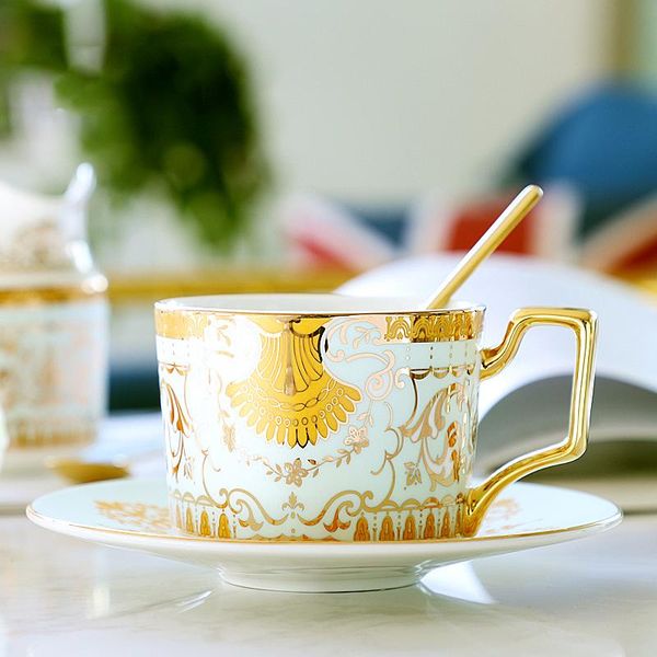 

cups & saucers bone china mug gold pattern coffee cup saucer ceramic tea british afternoon milk household drinking set