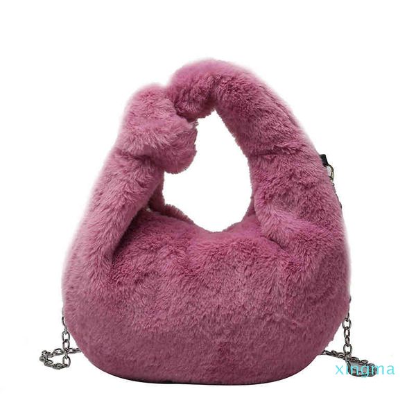 

plush bag women's bag 2021 autumn and winter new fashion candy color check receipt single shoulder plush chain bag