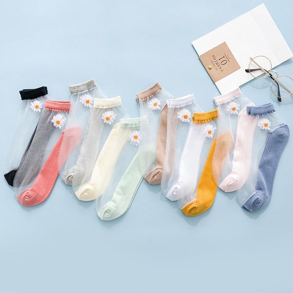 

socks & hosiery 2021 daisy ankle women girl summer ultrathin candy color transparent breathable comfortable elastic cotton invisible, Black;white