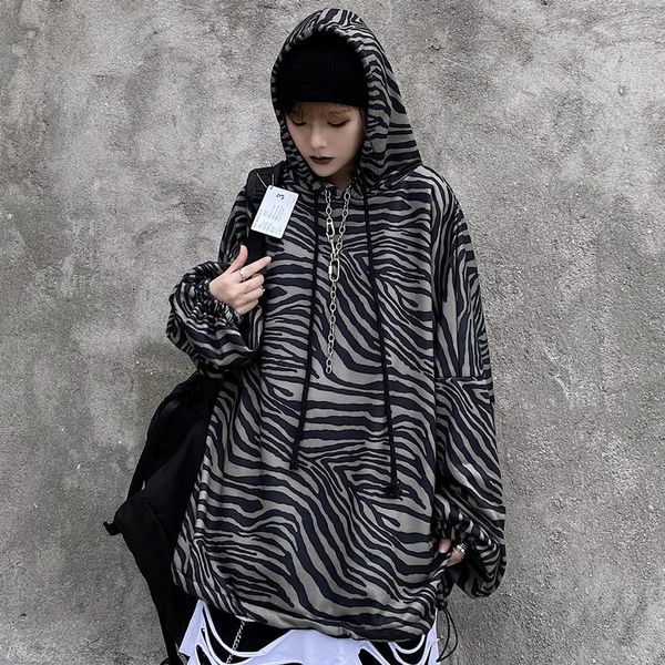 

men's hoodies & sweatshirts zebra print , hoodies, retro loose for men and women, instagram trends, hats off the shoulders, Black