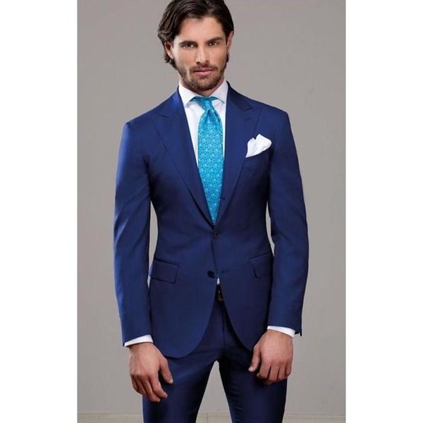 

men's suits & blazers arrival wedding for men blue grooms tuxedos peaked lapel two piece slim fit groomsmen suit (jacket+pants), White;black