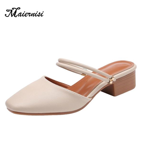 

dress shoes maiernisi women sandals fashion low heels pumps for ladies summer woman casual outside slides apricot, Black