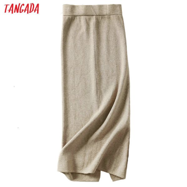 

tangada women solid long skirts knit stretch high waist korean style ladies black pencil skirt faldas mujer moda 2021 aqx05 cx200703