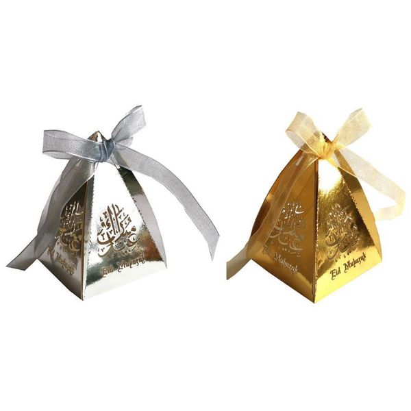 

50pcs muslim ramadan festival candy container openwork candy box golden silver black chocolate storage box islamic