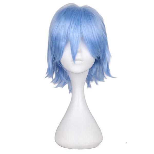 

kingdom basketball sunspot sky blue inverted short hair cosplay wig, Black