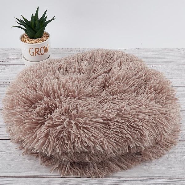 

cat beds & furniture round pet dog bed mat long plush soft fluffy cushion cats blanket pad