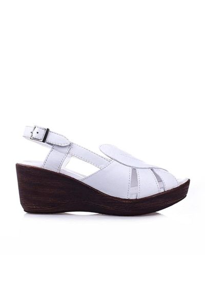 

sandals women's white genuine leather wedges, Black