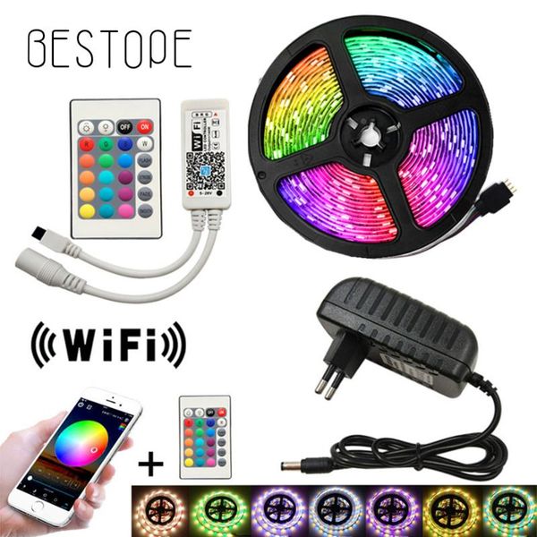 

led strip wifi rgb rgbw rgbww 5m 10m 15m rgb led color changeable flexible strip light + wifi remote controller + power