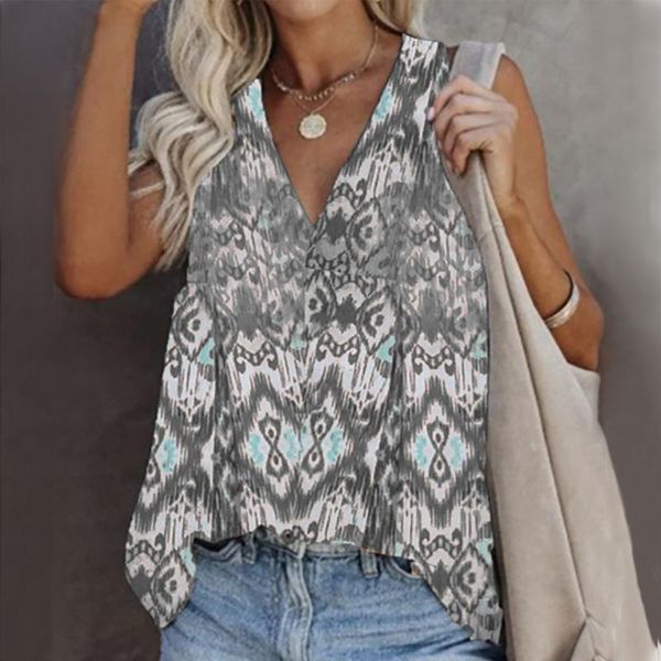 

women's t-shirt harajuku aesthetics tshirts moda feminina verao 2021 casual loose printed v-neck sleeveless streetwear t shirt, White