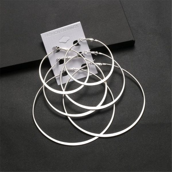 

hoop & huggie 3 pairs/set oversized huge earrings for women exaggerated smooth big circle earing creole aros mujer oreja party gift, Golden;silver