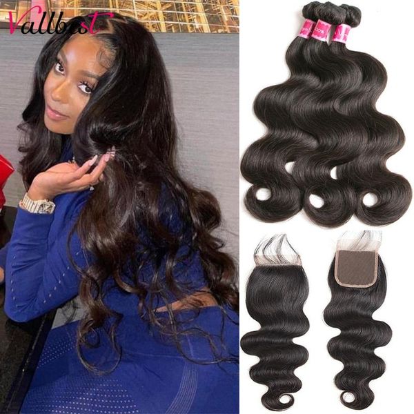 

human hair bulks vall brazilian body wave bundles with 4x4 closure extension 3 100g/pcs weave, Black