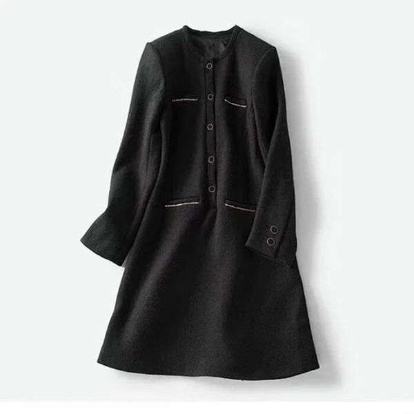 

2021 black women knitted es o-neck buttons new female mini dm2k, Black;gray