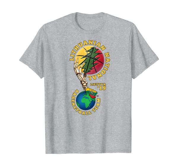 

lithuania national basketball team vytis skeleton hand t-shirt, White;black