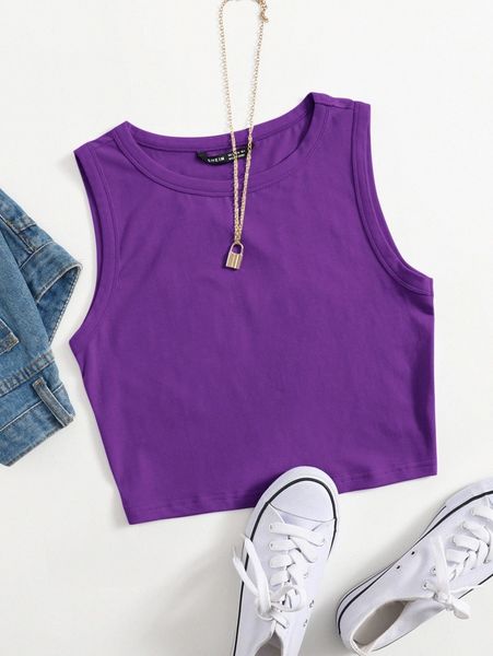 

solid crop tank s8qh#, White