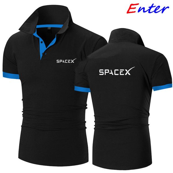 

Men's short sve polo, elastic shirt with SpaceX , high-end, summer, White;black