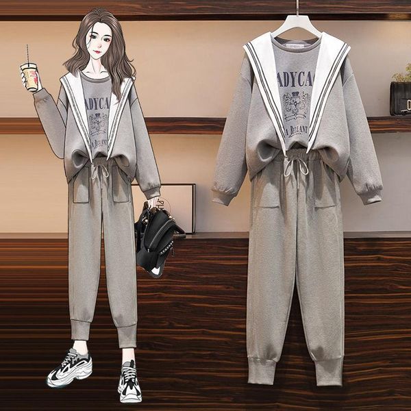 

women's two piece pants large size women 's clothing 2021 spring and autumn style fat sister fashion slimming sweatshirt casual -, White