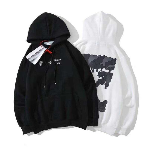 

aw2021 off gray gradient melting arrow pattern plush hoodie batch, Black