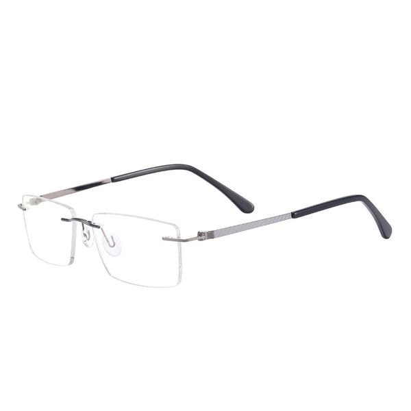 

fashion sunglasses frames rectangular men and women lightweight rimless eyeglasses metal prescription for optical lenses myopia presbyopia, Black