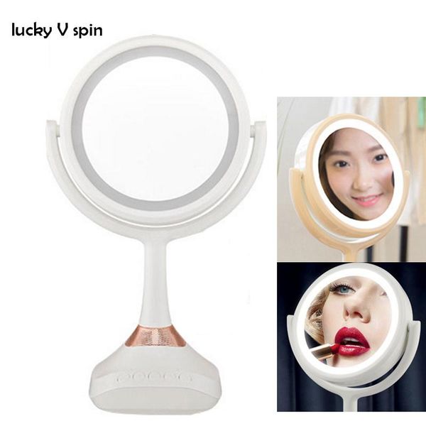 

compact mirrors 7.5 inch deskmakeup mirror 2-face abs 5x magnifying cosmetic led bluetooth music