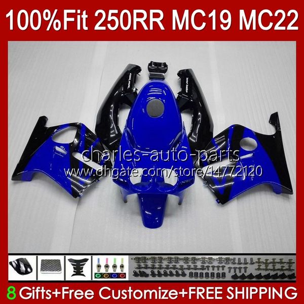 Corpo stampo ad iniezione per HONDA CBR250RR 88 89 CBR 250RR 250 RR CC 250R 1988-1989 112HC.47 CBR250 RR CC 1988 1989 CBR 250CC MC19 88-89 Kit carenatura completa OEM blu lucido