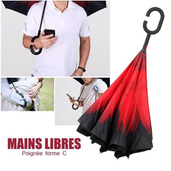 

long handle reverse matic c-shaped eight-bone umbrella rainproof, windproof and uv resistant, easy qylpdl