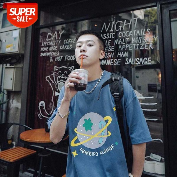

planet print short sleeve shirt men's youth half t-shirt #w74h, White;black