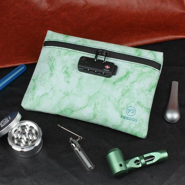 

storage bags odor proof stash container case waterproof smoking smell bag leather tobacco with combination lock organizer