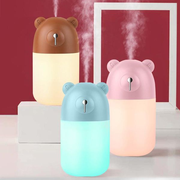 

humidifiers cute bear usb humidifier mini pet ultrasonic cool air mist maker spray fogger colorful led light for car home bedroom diffuser