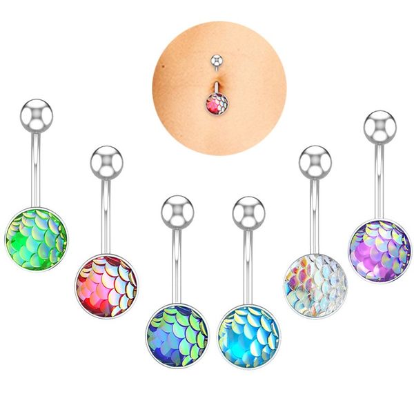

mermaid navel piercing stainless steel belly button rings ombligo bar stud barbell for woman fashion body jewelry, Silver