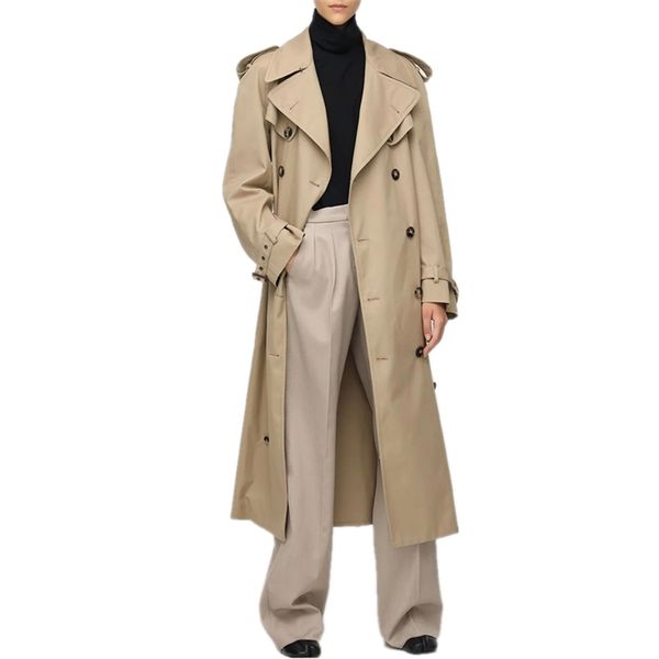 Осень красивый двубортный шнурок тонкий длинный сплошной цвет фальшивый двухсекционный юбка ветровая куртка 210914