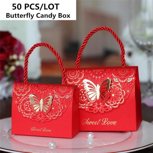 

gift wrap 50pcs/lot butterfly portable party candy boxes s/m/l baby shower wedding favor box