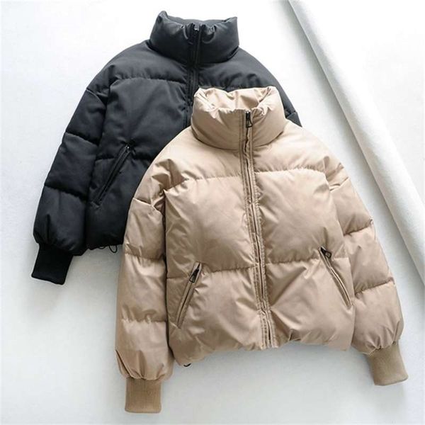 

womens winter solid coats womans cotton casual jackets warm parkas female overcoat coat oversized 210927, Black