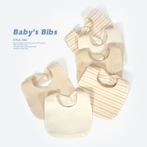 

8 pcs baby feeding bibs soft cotton saliva towel toddler newborn burp cloth infants shower gifts 210317, Blue