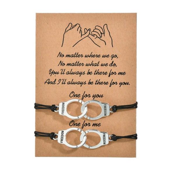 

charm bracelets fashion personality couple handcuffs 2pcs bracelet friendship card rope justice kit unisex, Golden;silver