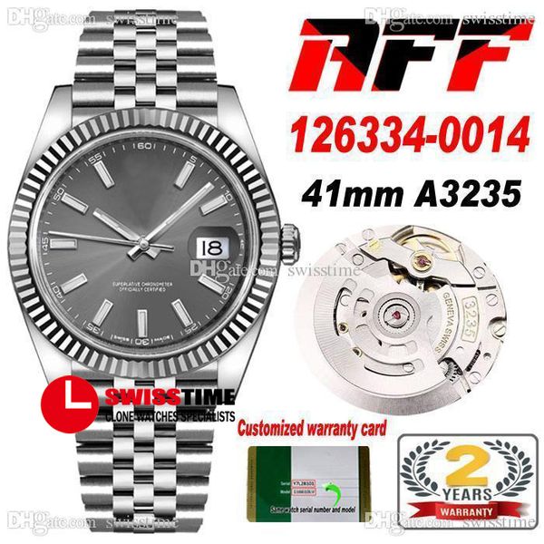 

aff 41mm eta a3235 automatic mens watch fluted bezel gray dial stick markers 904l steel case bracelet super edition watches same series warr, Slivery;brown