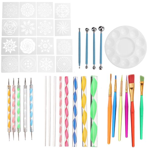 

40pcs/set diy mandala dotting tools set for rocks dot kit rock stone painting pen polka art tool t2, Silver