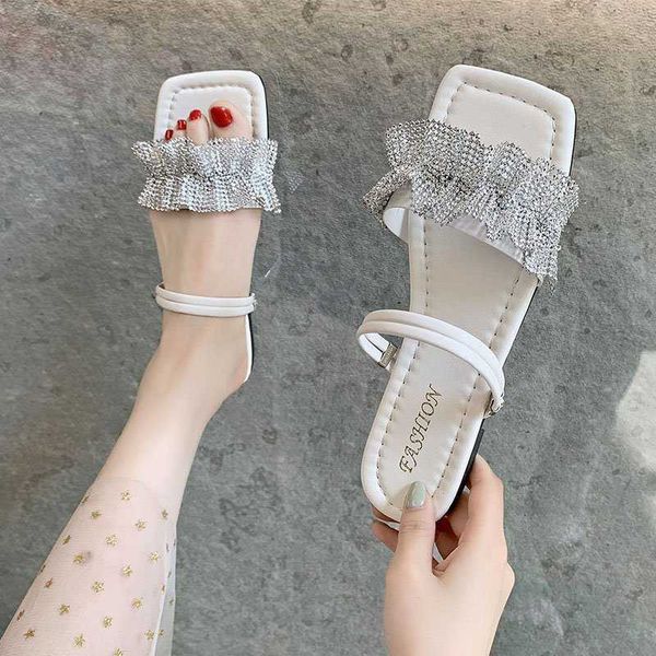 

summer sandals flat bottom fashion women slides big size 35-40 slip on sandals woman outside beach flat designer shoes 210611, Black