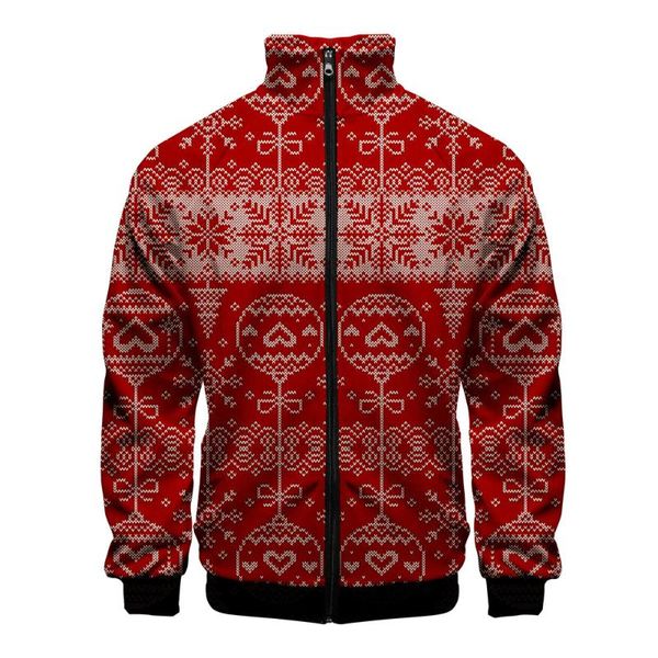 

men's jackets christmas 3d stand-up collar zipper jacket men women harajuku sweatshirt clothes long sleeve, Black;brown